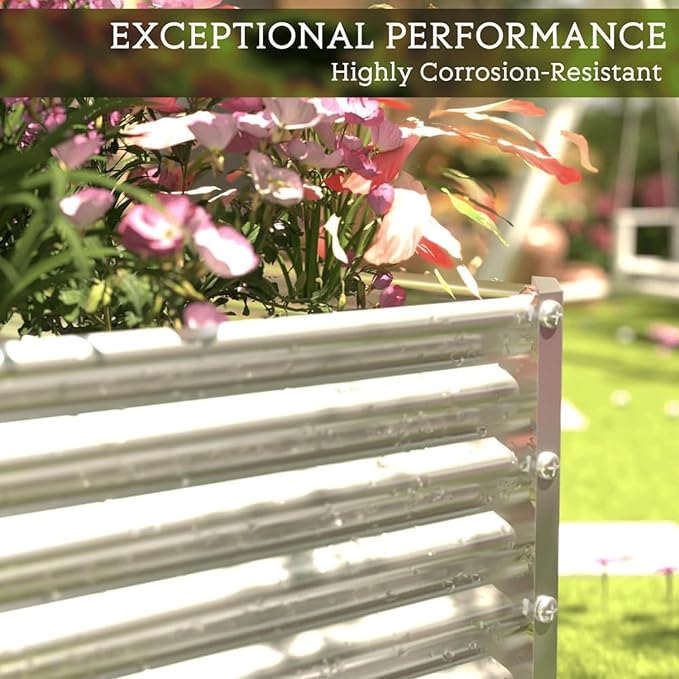 2 Pack Tall Corrugated Galvanized Steel Raised Garden Bed Outdoor, Metal Above Ground Garden Bed for Vegetables and Flowers, Rectangle Raised Beds for Gardening-3x2FT