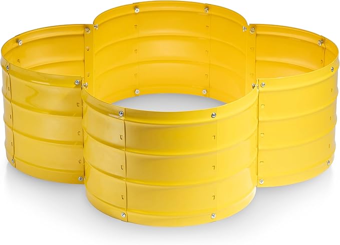 Galvanized Raised Garden Beds Outdoor // 3×3×1 ft Planter Raised Beds for Gardening, Vegetables, Flowers // Large Metal Garden Box (Yellow) // Patented Tool-Free Design