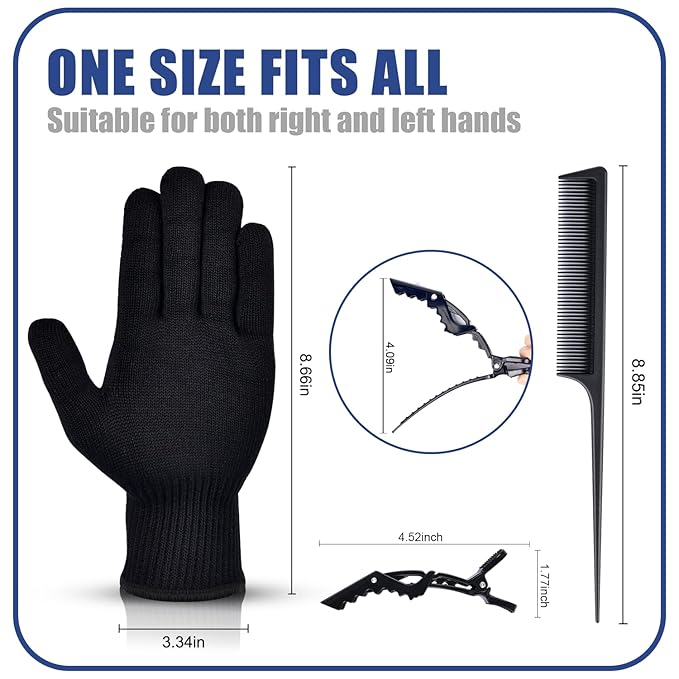 IKOCO Heat Proof Medium Glove Mitts for Hair Styling - 2Pcs for Flat Iron, Curling Wand, and Hot-Air Brushes