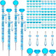 Exway 100 PCS DIY Fairy Wand Beaded Garden Stake Beads Kits with Light Blue Large Hole Beads 4 Crystal Stopper Top Threaded Rods and 4 Light Blue Sparkling Crystal Pendants for Outdoor Indoor Decor