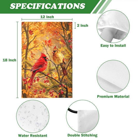 Fall Cardinal Bird Garden Flags for Outside 12x18 Double Sided Welcome Harvest Autumn Yard Flag Thanksgiving Holiday Decorations Outdoor Farmhouse Banner Small