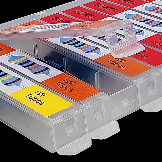 EEEEE 1W 30 Values 300pcs Individual Compartment 1 Ohm-1M Ohm with 1% Metal Film Resistor Assortment Kit and Electrical Industrial Assorted Set K Ohm Pack for Led Lights