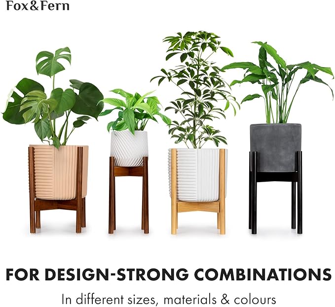Fox & Fern 12" & 14.6" Large Planters (Set of 2) - Lightweight Fiberstone Matte White Plant Pots with Drainage Plug - Extra Large Planters for Indoor & Outdoor - Weather Resistant & UV Resistant