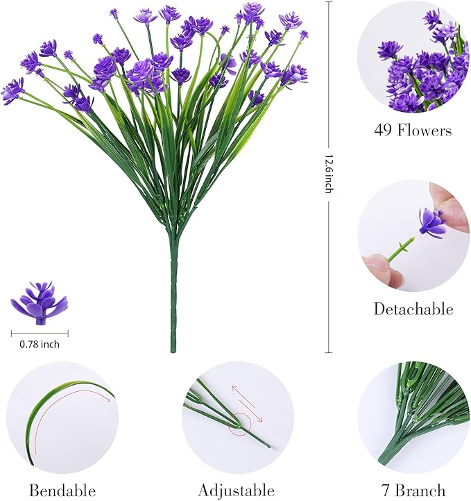 AGIRL 24 Bundles Artificial Flowers for Outdoor,No Fade Fake Plastic Flowers Faux Plants for Decoration Hanging Planters Indoor Outside Garden Porch Window Box Home Wedding Farmhouse