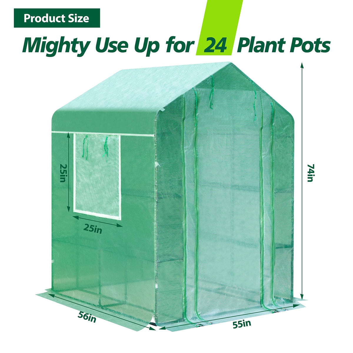 Solayis 56x55x74 Inch Greenhouse for Outdoors,3 Tier 8 Shelves Green