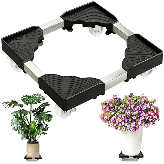 Lgnithon Plant Caddy with Wheels Heavy Duty, 9.5"-13.5" Square Adjustable Plant Stand with Wheels, Rolling Planter Caddies Dolly Cart for Indoor Outdoor Large Flower Pots (Small-1Pcs)