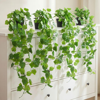 Rivvlive 4 Pack Grape Leaf Vines, 35" Fake Greenery Hanging Plants