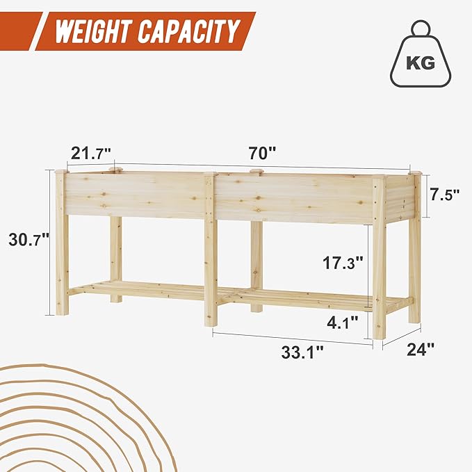 GHWIE Raised Garden Bed with Legs Elevated Wood Planter Box for Planting Vegetables Flowers Garden Patio Balcony Garden beds Outdoor with Liner
