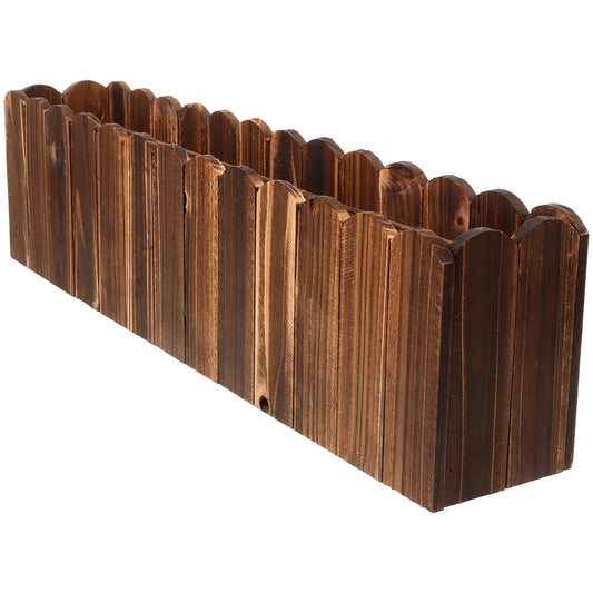 FESTFENDS Small Wooden Flower Box Planter for Outdoor Balcony 50x9x13cm Carbonized Wood Flowerpot Window Planter Box Fake Plant Holder