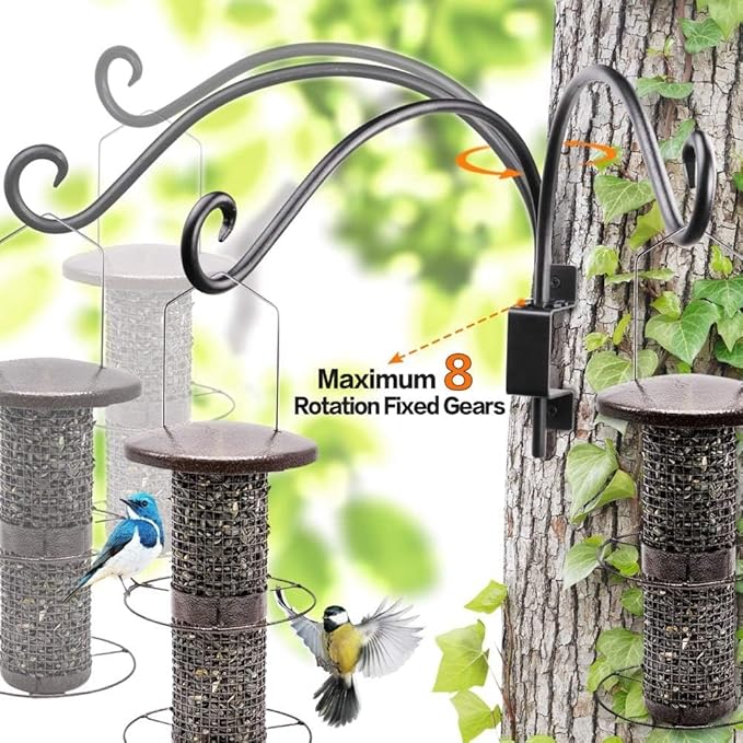 Lifyzoon Swivel Bird Feeder Hanger for Outside - 2Packs 16-Inch Swivel Plant Hooks for Outdoor, 30lbs Weight Capacity - Weather-Resistant Wall Hook for Wind Chimes, Flower Basket, Birdhouse