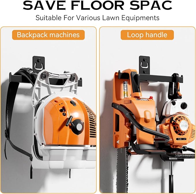 Backpack Leaf Blower Hanger, Backpack Sprayer Wall Mount,Heary Duty Chainsaw Blower Storage Organizer Holder for Garage Storage, Weed Eater Hanger, Lawn Care Accessories, 1 Pack