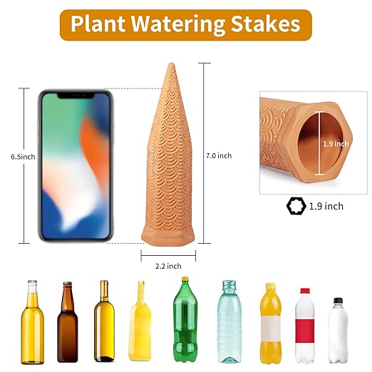 Plant Watering Spikes 12 Pack,Terracotta Plant Watering Spikes Wine Bottle Automatic Plant Waterer for Watering Indoor and Outdoor Plants While on Vacation - Plant Perfect Self-Watering Device