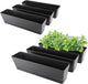 GREANER Rectangle Window Boxes, 6PCS 16x3.8 Inch Black Herb Planters with RemovableTray and Drainage Hole, Succulent Flowers Plastic Pot for Balcony, Office, Windowsill, Garden, Outdoor Decoration Use