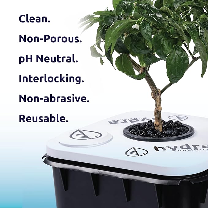TetraBase Hydroponic Grow Media 1 Liter Bag | Reusable, pH Neutral, Non-Porous, Clean, Interlocking. Deep Water Culture DWC and Recirculating Deep Water Culture RDWC Grow Media (1 Liter)