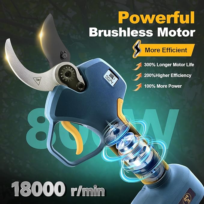 Electric Pruning Shears 40mm Compatible with Makita 18V Battery, Cordless Pruners for Gardening Heavy Duty Professional Electric Branch Cutter Tree Scissor 0.8''-1.6'' Adjustable Cutting(Only Body)