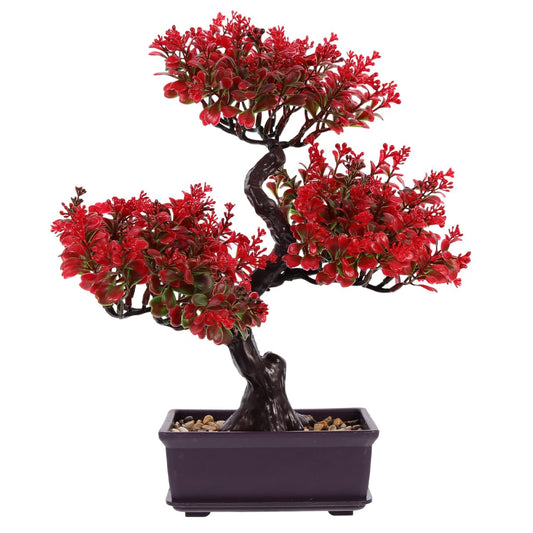 Cabilock Artificial Bonsai Tree Decor, 14.17 Inch Small Fake Plant in Pot, Faux Potted Bonsai Tree for Home Office Desk, Men Living Room Shelf, Bathroom, Bedroom and Zen Japanese Room Decor