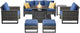 Belord 7 Pieces Patio Furniture Set with 50000BTU Propane Fire Pit Table: Wicker Patio Conversation Set with Outdoor Club Chairs Patio Couch Metal Side Table, All Weather Brown Rattan