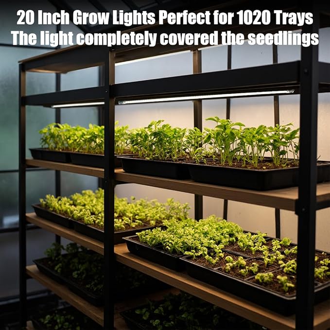 20 Inch Grow Light for Seed Starting for 1020 Trays Full Spectrum LED, Hydroponics Growing System Lights, Indoor Greenhouse Plant Lamp, 8/12/16H Timer & Dimmable Grow Lamp, 4 Pcs