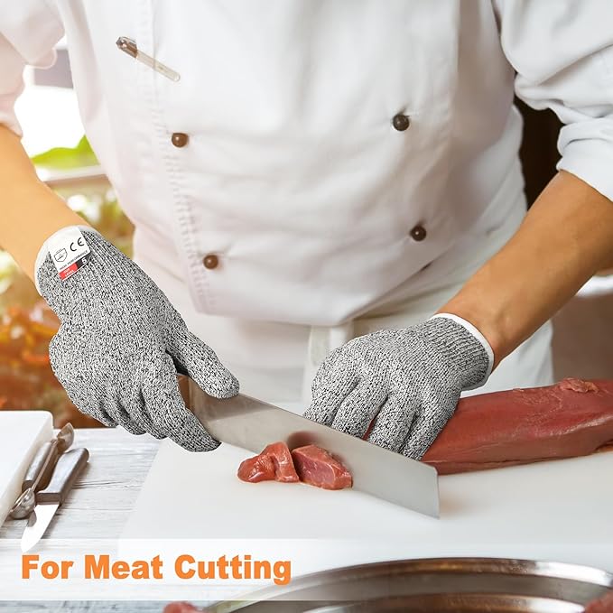 Xuhal 20 Pairs Cut Resistant Gloves Level 5 Protection Cutting Safety Kitchen Anti Cut Gloves for Kitchen (S)