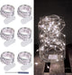 LAMPHOME 6 Pack Fairy Lights Battery Operated String Lights 6.6ft 20 Led Mason Jar Lights Waterproof Silver Wire Light Fireflies DIY Party Wedding Christmas Decoration(6 Pack,White)