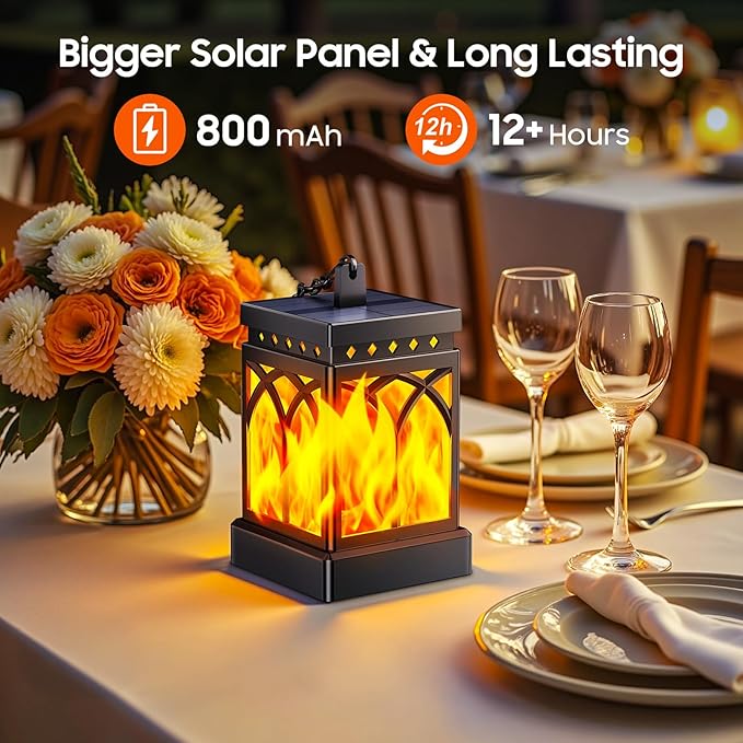 KOOPER Solar Lanterns Outdoor Waterproof, Two Modes Hanging Solar Lantern Lights for Outside, Auto ON/Off Lanterns Decorative Outdoor for Garden Table Yard Path Tree Patio Lawn Decor, Gifts, 2 Pack
