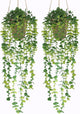 Nisoger Fake Hanging Plant with Woven Basket, 2 Pack Artificial Hanging Plants, Faux Vines Eucalyptus Leaf Hanging Pot Plant for Wall Home Room Indoor Outdoor Bedroom Bathroom Office Decor