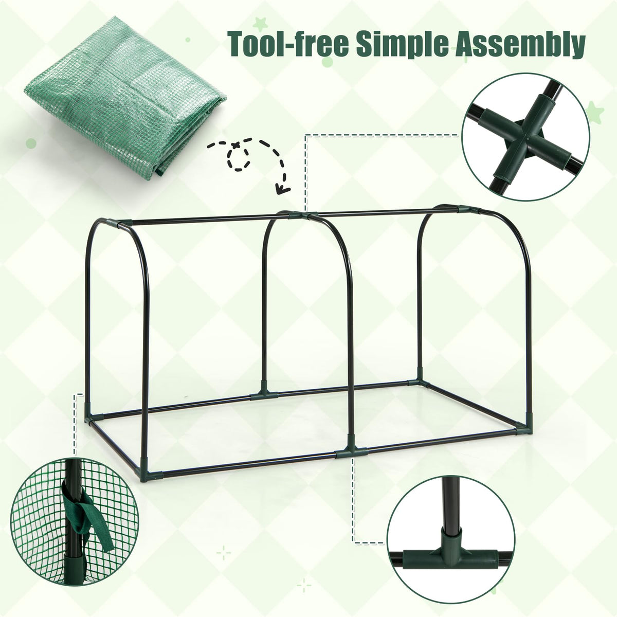 Happygrill Portable Mini Greenhouse with Waterproof Sun-Protective PE Cover
