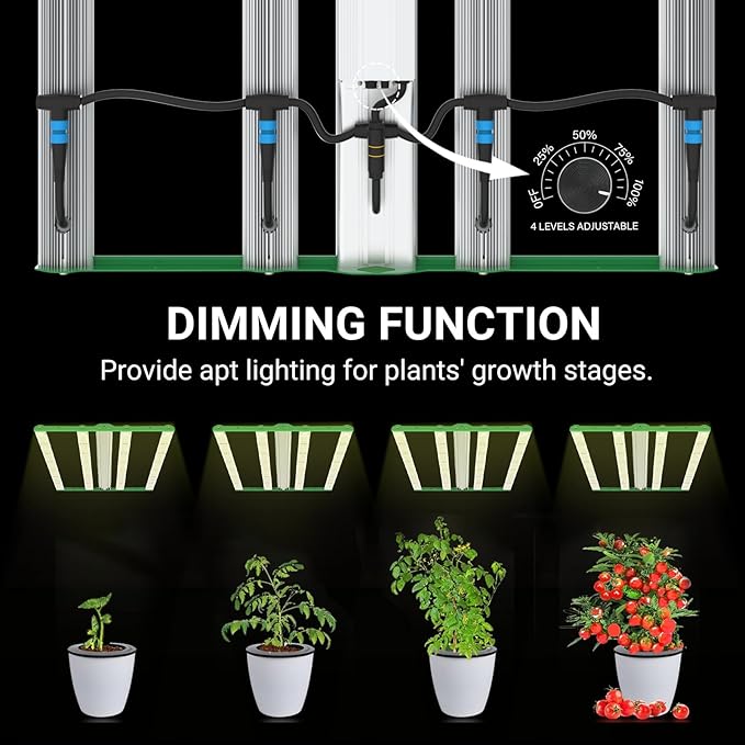 RDJ Bouns 2023 Fresh LE4200 400W LED Grow Light for 3x3 Tent - Wide Body 4 Bar Full Spectrum Daisy Chain Dimmable Ideal for Indoor Growers