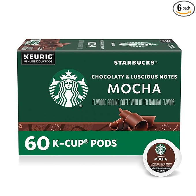 Starbucks K-Cup Coffee Pods, Flavored Hot or Iced Coffee, Mocha, 60 Keurig Pods