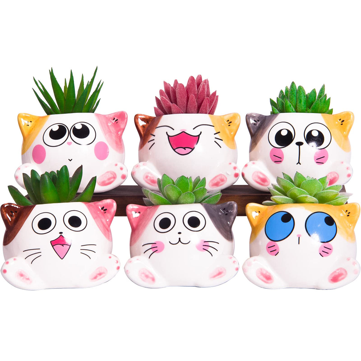 3.4 Inch Cute Succulent Pots with Drainage, Cat Planters for Indoor Plants