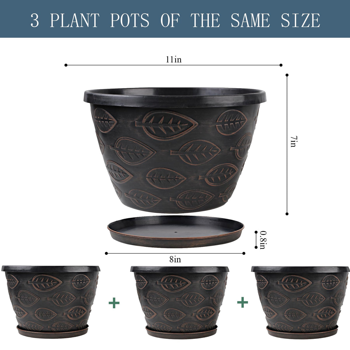 Nooulap 3 Pack Flower Pots 11 Inch