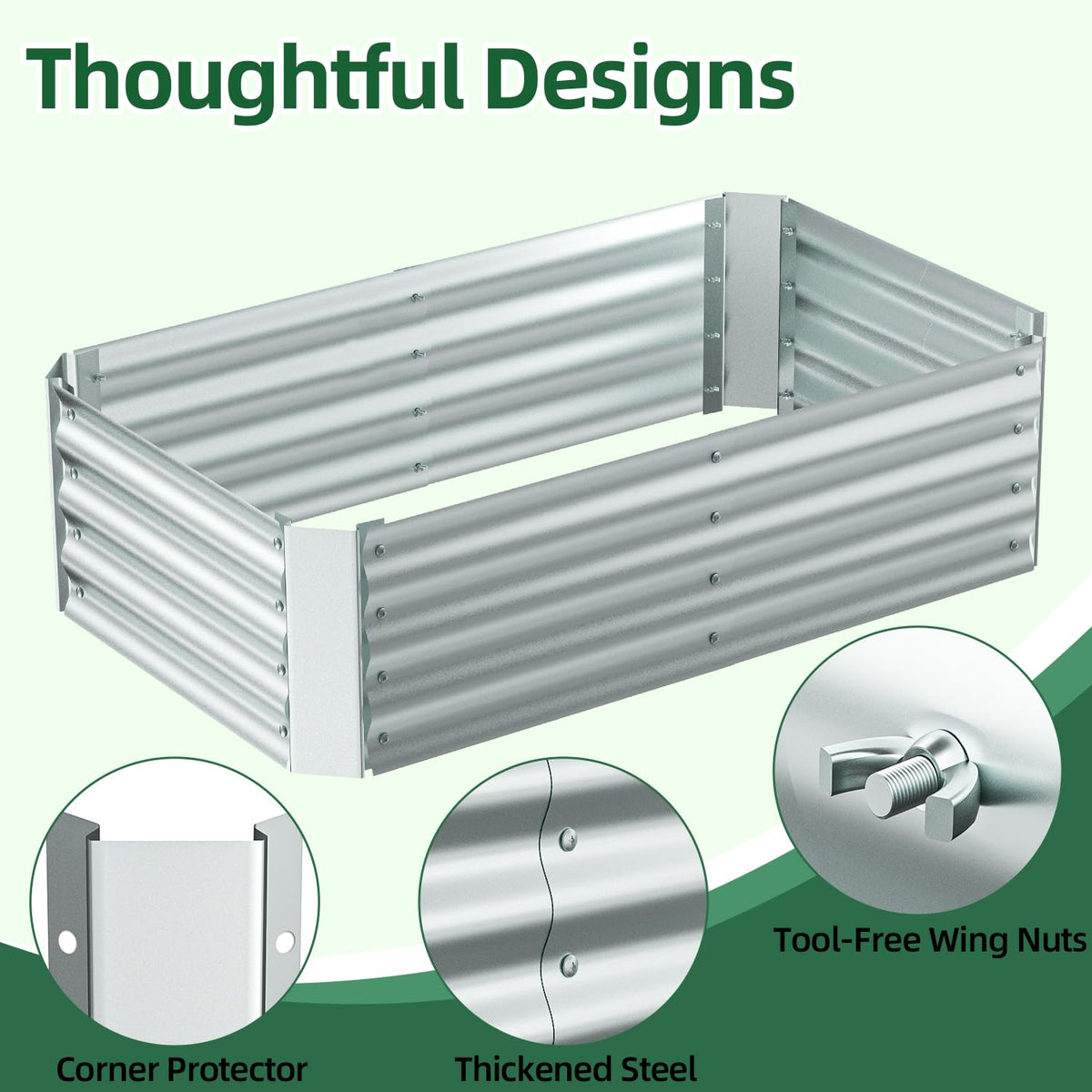 Ohuhu 4x2x1 FT Raised Garden Bed Outdoor with Cover, 3-in-1 Gardening Set