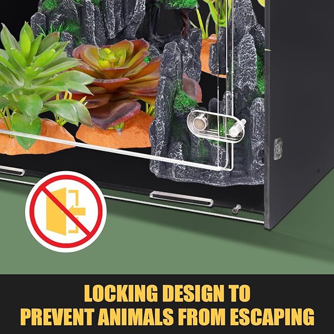 maiyuolg Reptile Tank 8x8x12 Terrarium – PVC Reptile Enclosure, Lizard Tank, Crested Gecko Tank for Small Reptiles & Invertebrates