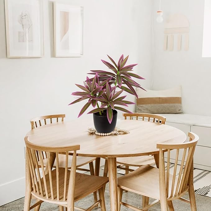 Faux Plants 16.1" Dracaena Artificial Plant Realistic Fake Plants in Pot Small Indoor Plants Fake Potted Plants Artificial Decor for Home Living Room Bathroom Office House Table Desk Shelf, Pink