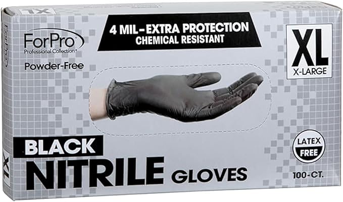 ForPro Disposable Nitrile Gloves, Chemical Resistant, Powder-Free, Latex-Free, Non-Sterile, Food Safe, 4 Mil