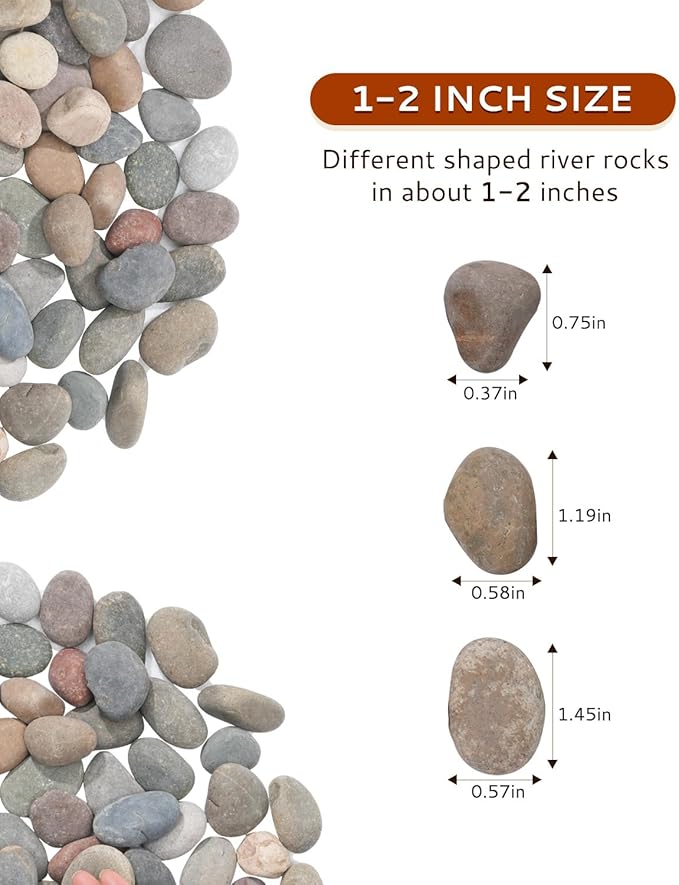 FAHAXIKI Natural River Rocks-10 lbs of Pebbles and River Stones,1-2 Inch Plant Rocks for Landscaping,Garden Paving,Crafting,Walkways,and Outdoor Decorative Stone,Mexican Beach River Rocks