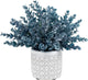 MyGift Artificial Eucalyptus Plant in Modern Gray Concrete Pots with Geometric Embossed Pattern (1, Blue)