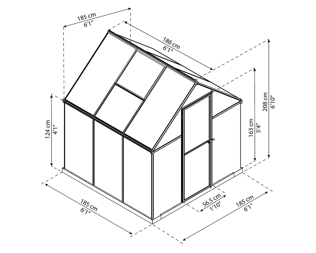 Palram - Canopia Mythos 6' x 6' Polycarbonate Aluminum Greenhouse, Silver