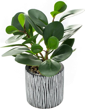 AlphaAcc Fake Plants Real Looking Greenery Artificial Plants Indoor Potted Plant with Rustic Black Clay Planter for Farmhouse Bathroom Bedroom Kitchen Office Table Decor 8"