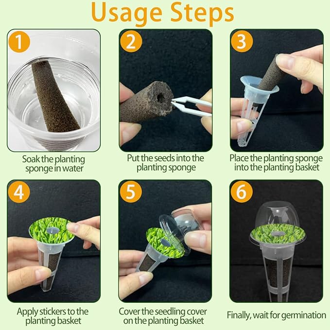 105 Seed Pod Kit for Aerogarden, Hydroponics Accessories for System Compatible with Hydroponics Supplies from All Brands, 30 Grow Sponges, 12 Grow Baskets, 12 Domes, 50 Pod Labels, 1 Tweezer (105 Pcs)