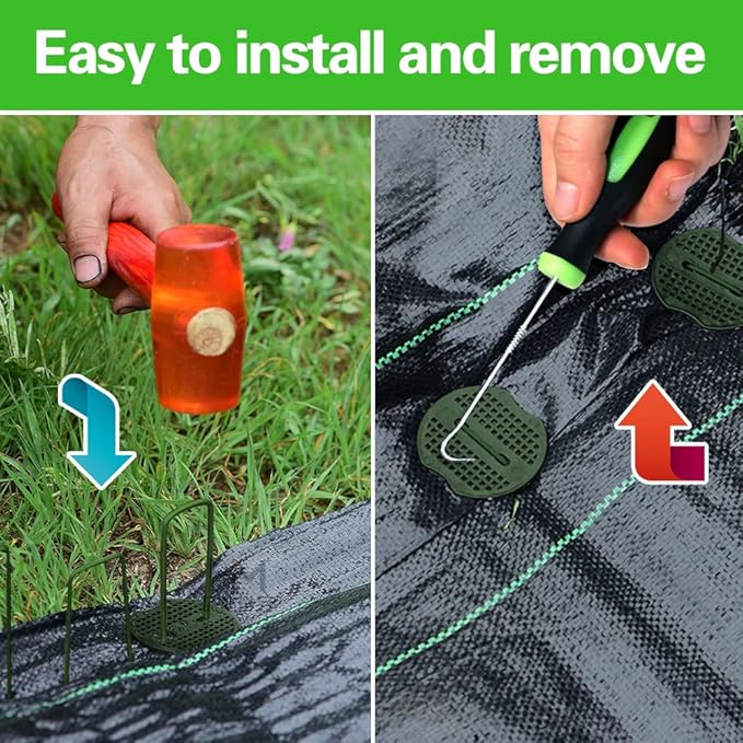 Bakulyor 100pcs Green Artificial Turf Stakes Staples + 100pcs Buffer Washer, 6 Inch 11 Gauge Landscape Staples, Galvanized Lawn Spikes, Heavy Duty Yard Ground Pin for Grass Weed Barrier Sod Fabric