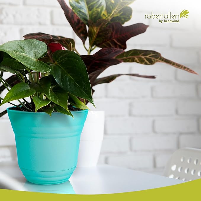 Headwind Traverse Planters – 7" 2 Pack Plastic Plant Pot in Surf Light Blue - Indoor & Outdoor Pots for Plants with Drainage - Decorative Plant Pot, Flower Pots Outdoor for Garden by Robert Allen