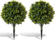Pair(2) Artificial Boxwood Topiary Ball Bush for Outdoor with Ground Spike,30" UV Resistant Faux Boxwood Ball Tree, Fake Green Boxwood Plants for Garden, Yard, Porch, Patio Decor