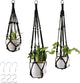 MKO SHUN 3-Pack Macrame Plant Hanger Indoor - Hanging Planter Basket for Indoor Outdoor - Decorative Boho Plant Holders Set with Beads - Ceiling Flower Pot Holder with 6 Hooks - 35"/30"/24" Black