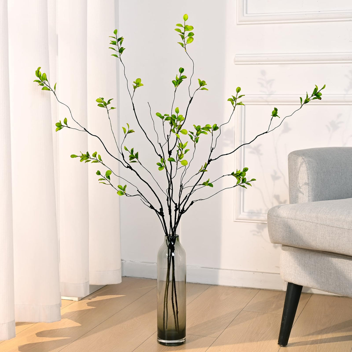 4 Pcs Artificial Ficus Branches for Vase Faux Eucalyptus Stems Branches