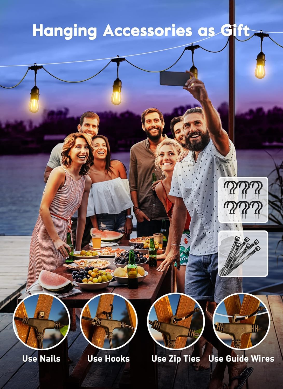 Outdoor String Lights, 157FT 50 Bulbs Shatterproof Patio Lights with Remote