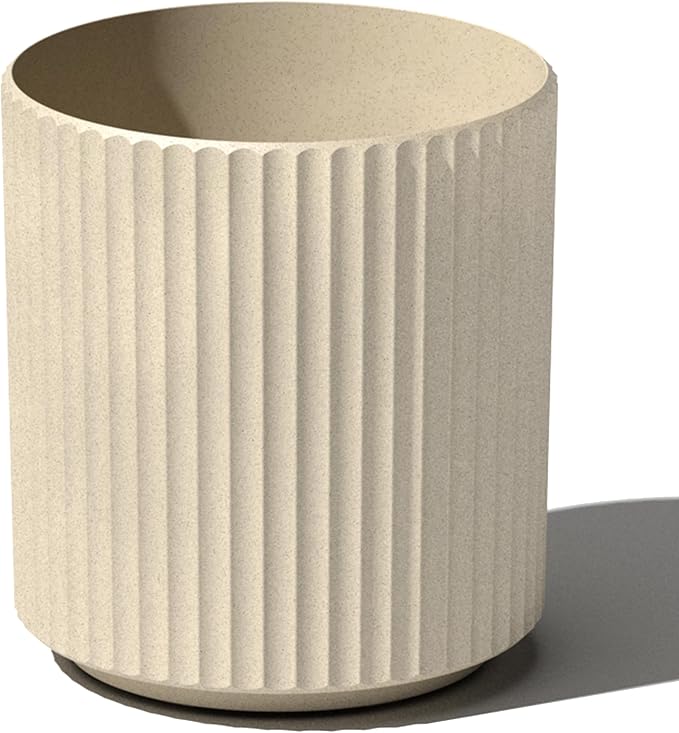 Veradek Demi Series Round Planter for Porch, Patio, Backyard | Durable Plastic-Concrete Material | Modern Décor for Tall Plants, Flowers