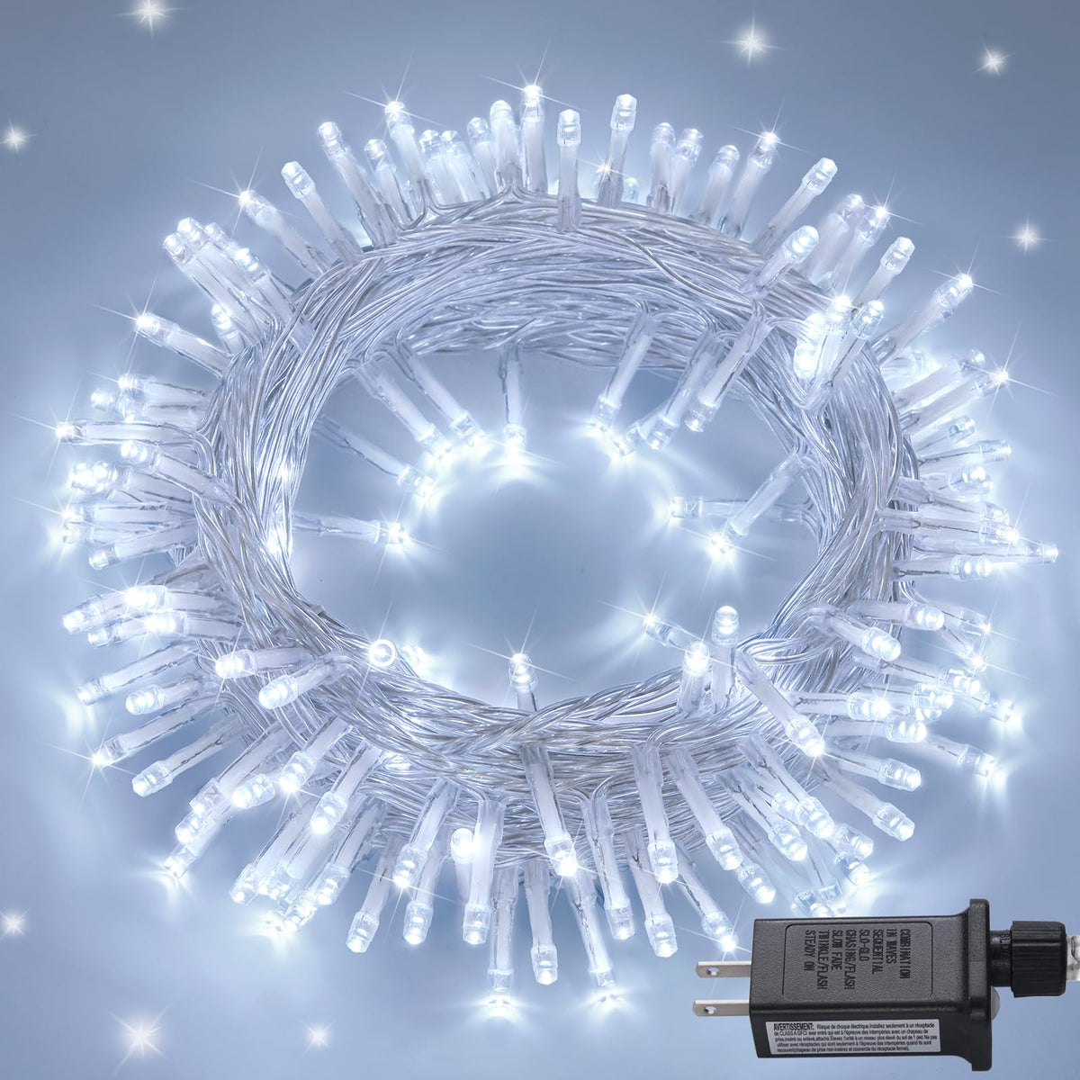 JMEXSUSS 150 LED Connectable White Christmas Lights Indoor for Bedroom