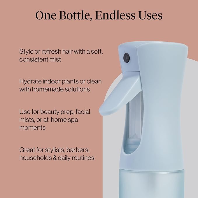 Kitsch Spray Bottle for Hair - Continuous Water Mister with Ultra Fine Mist for Hairstyling, Barbers, Salons, Cleaning, Plants, Versatile Spray Bottles - Made from Recycled Plastic - Haze Blue, 5 oz