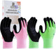 HandLove 2 Pairs Gardening Gloves for Women-Moisturizing Durable Work Gloves.Latex-free Sandy Nitrile Coated for Yard Garden,Touchscreen Friendly Protective Work with Grip,Medium,Pink&Green